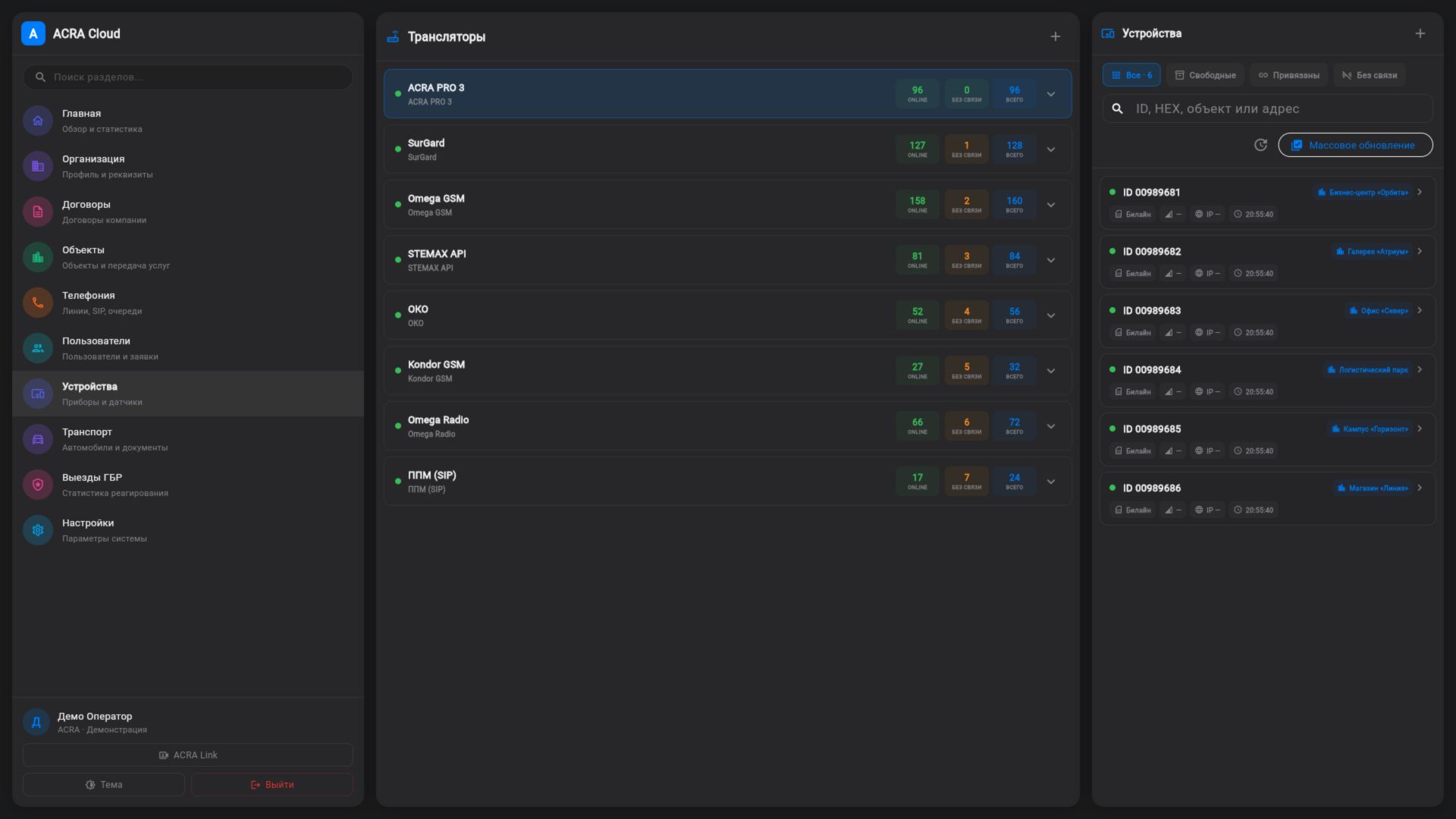 Трансляторы ACRA Cloud